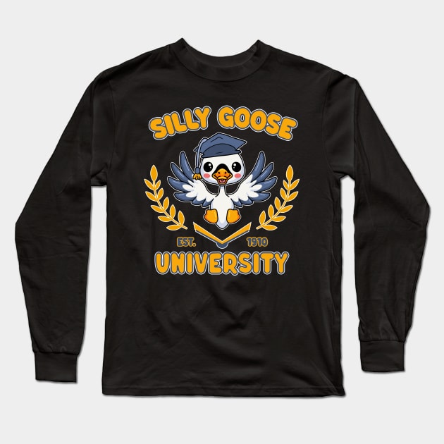 Cute Kawaii Goose - Silly Goose University Long Sleeve T-Shirt by TwistedCharm